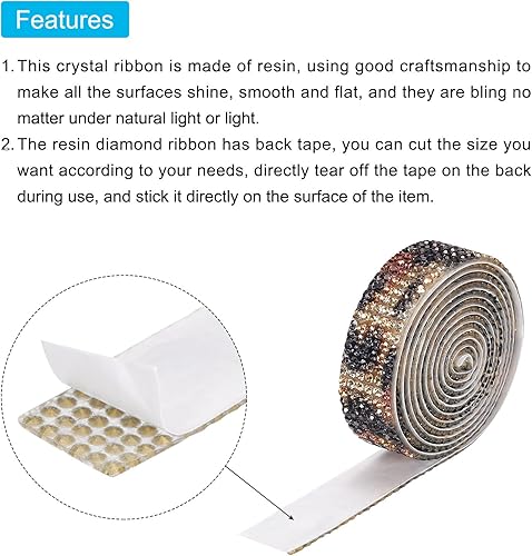 Miniatura 4 de MECCANIXITY 3 rollos de cinta de diamantes de imitación autoadhesiva de 3 yardas y 0.315 in para proyectos de artes y manualidades, pasteles de