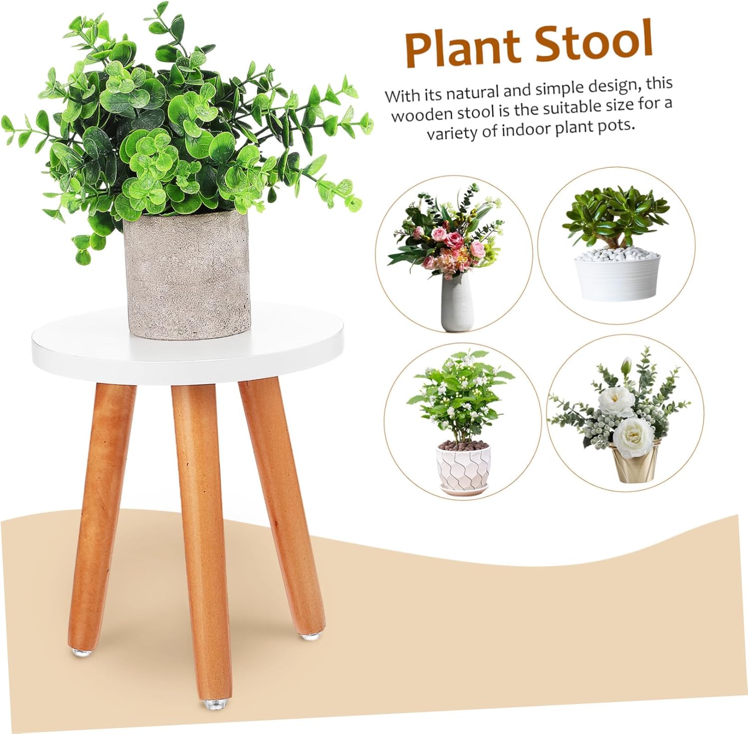 2pcs Natural Solid Wood Plant Stands Chic Home Decor Indoor Plant Stool Modern Riser Small Stool