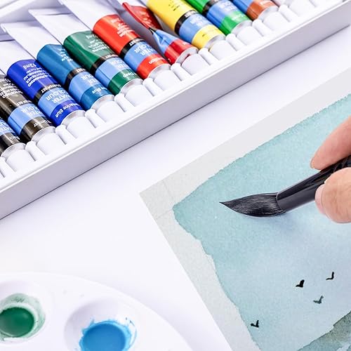 Miniatura 6 de Falling in Art Juego de pinceles de pintura profesional, juego de pinceles puntiagudos redondos, mango de madera, ardilla, pinceles para artistas de