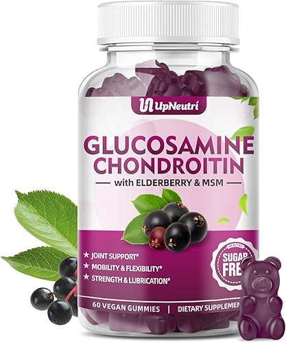 Gomitas de glucosamina condroitina sin azúcar, extra fuerte, 1500 mg de glucosamina con condroitina MSM y cúrcuma, suplemento de apoyo articular