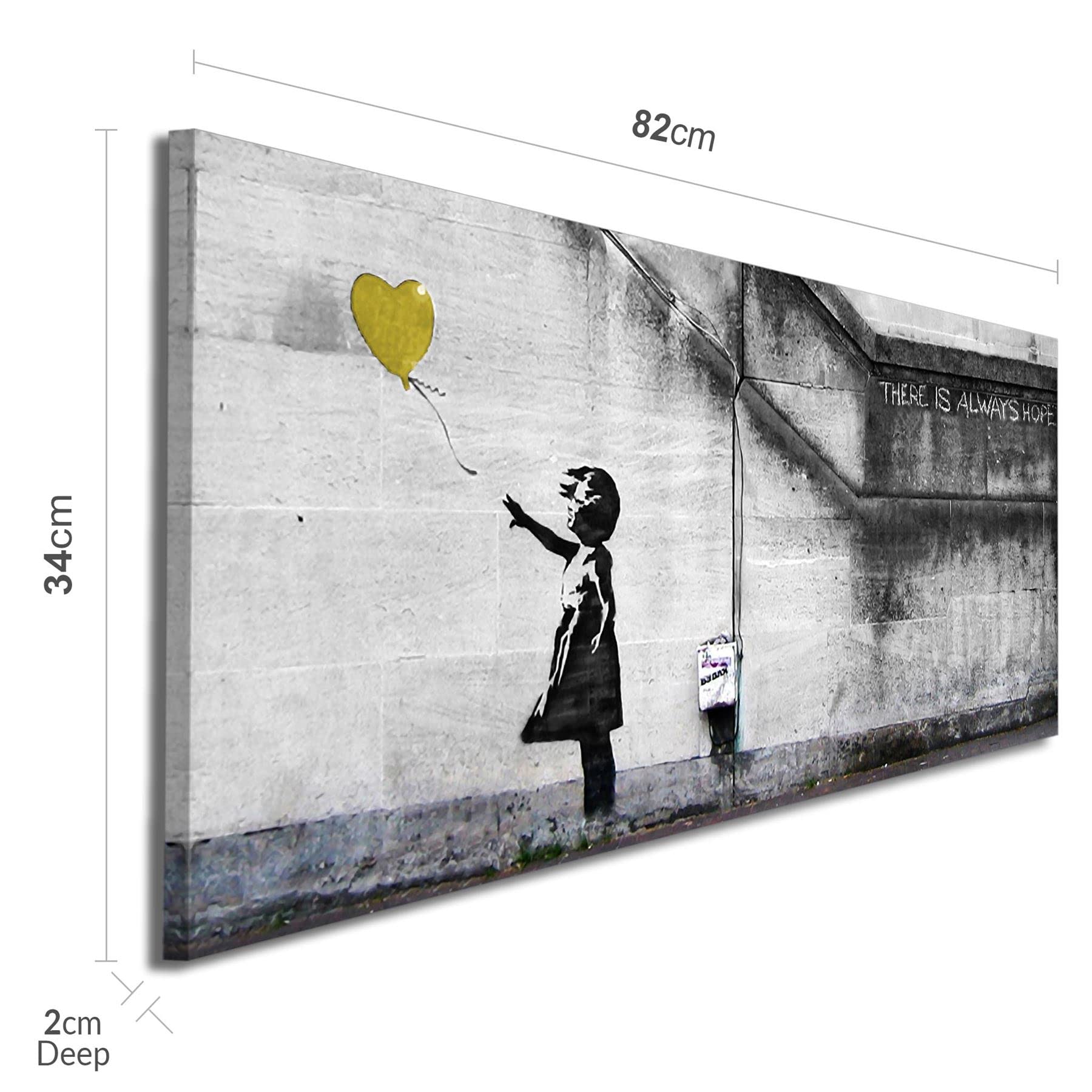 Wallfillers Cheap Yellow Canvas Art of Banksy Balloon Girl