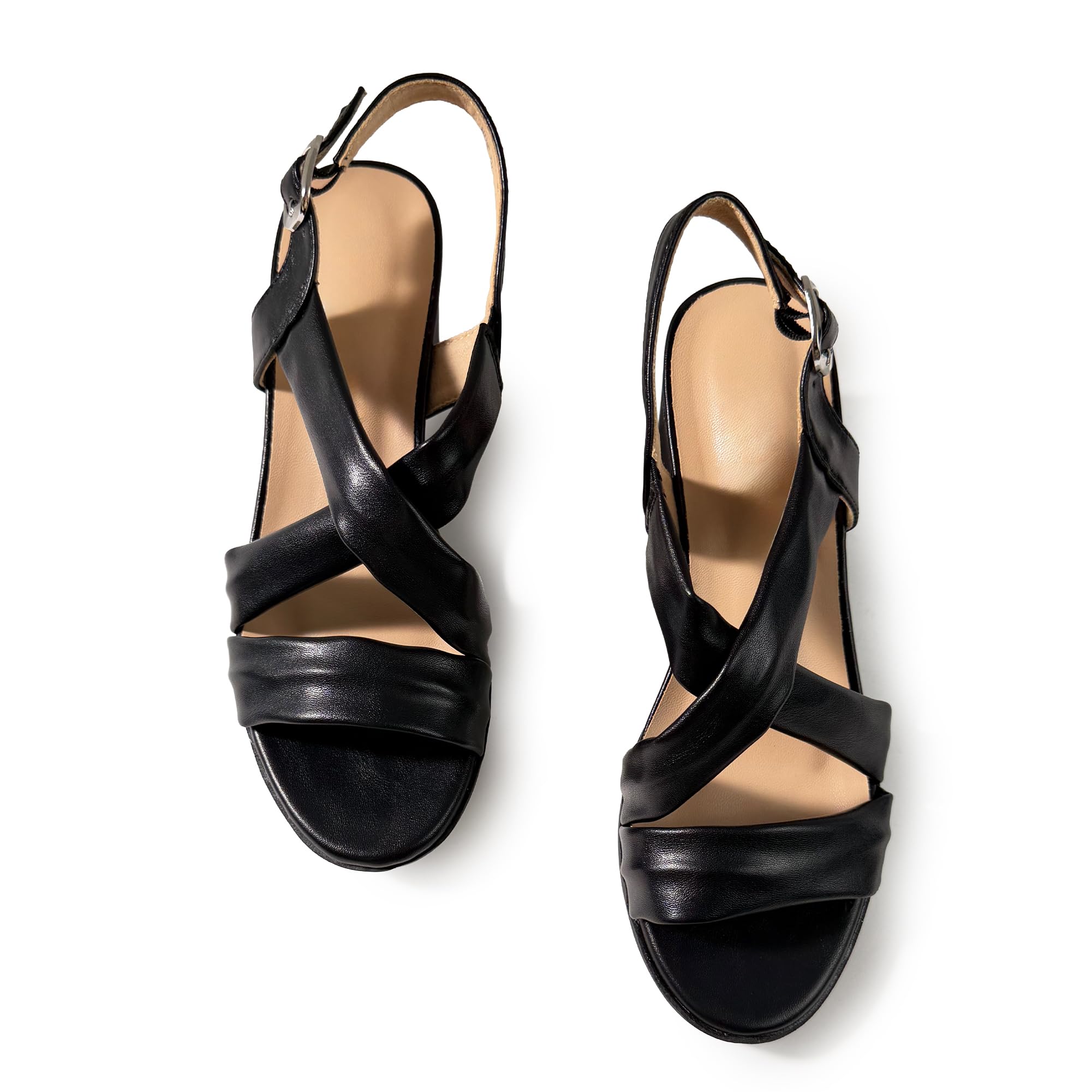 JOMIX Sandales Élégantes Femme À Talon Bloc Sandales Confortables avec Brides Croisées et Bride Arrière Chaussures Été Femme Pour Bureau Mariage Vacances et Sorties