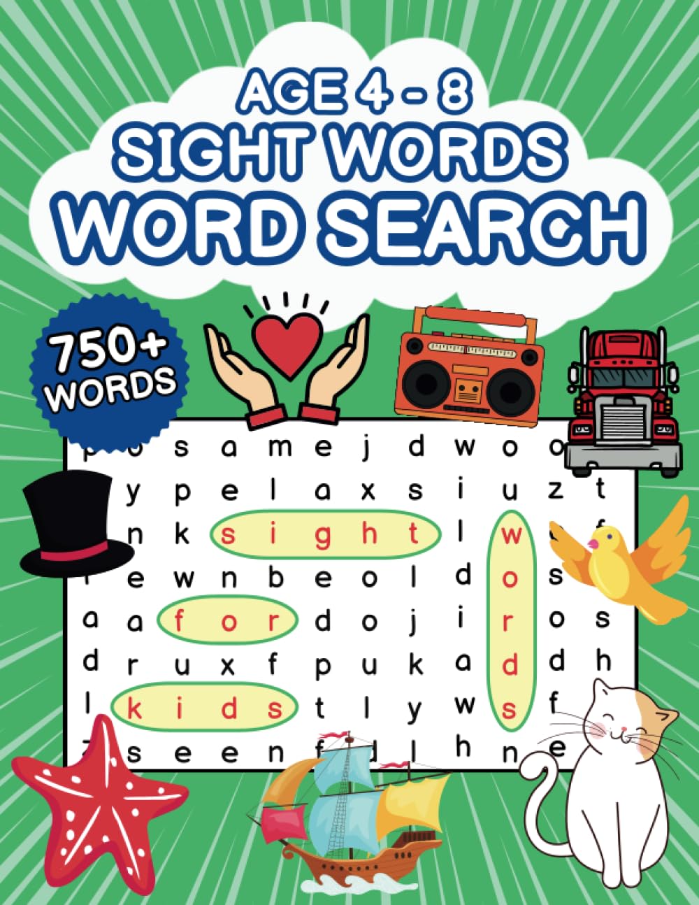 Sight Words Word Search for Kids Aged 4-8: High Frequency Words Puzzle and Activity Book with Various Levels of Difficulty. Search and Find