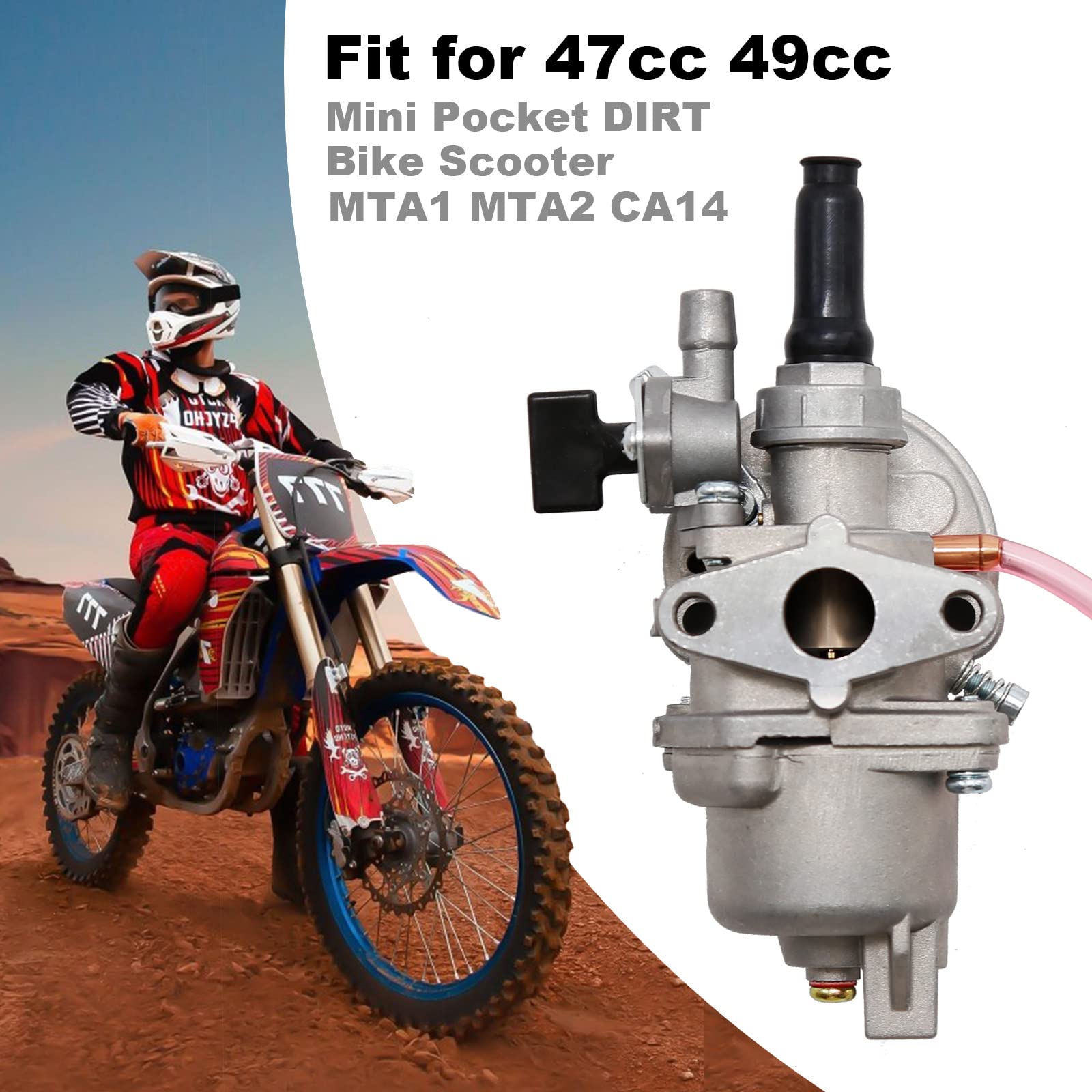 QAZAKY Carburateur Pour Moto 43 Cc, 47 Cc, 49 Cc, 50 Cc SYX Pour
