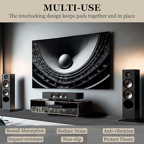 Miniatura 4 de TroyStudio Alfombrillas gruesas que absorben el sonido, 24 unidades de 11 x 11 x 0.32 pulgadas, alfombra de piano de alta densidad, antideslizante,