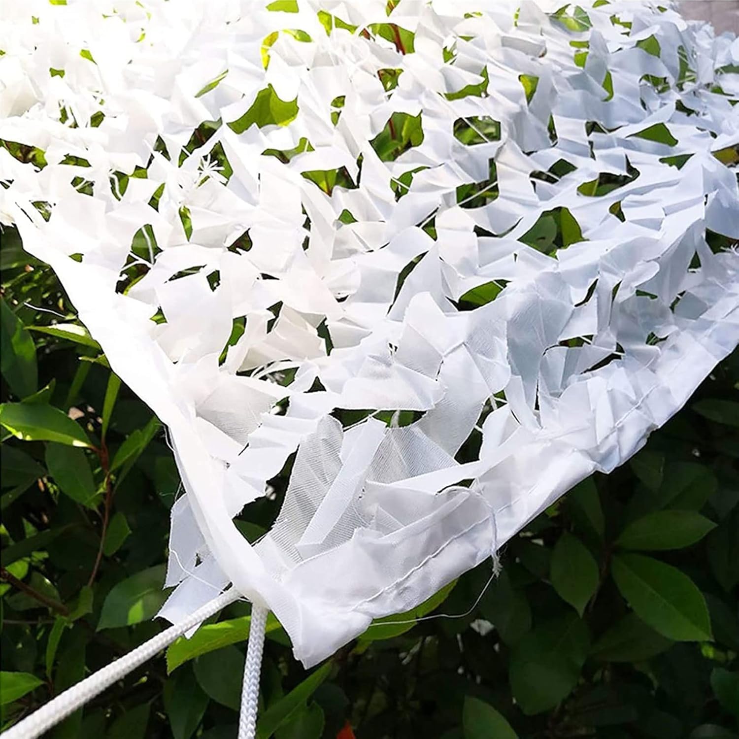 Vela de sombra exterior de malla de camuflaje blanca para decoración de fi