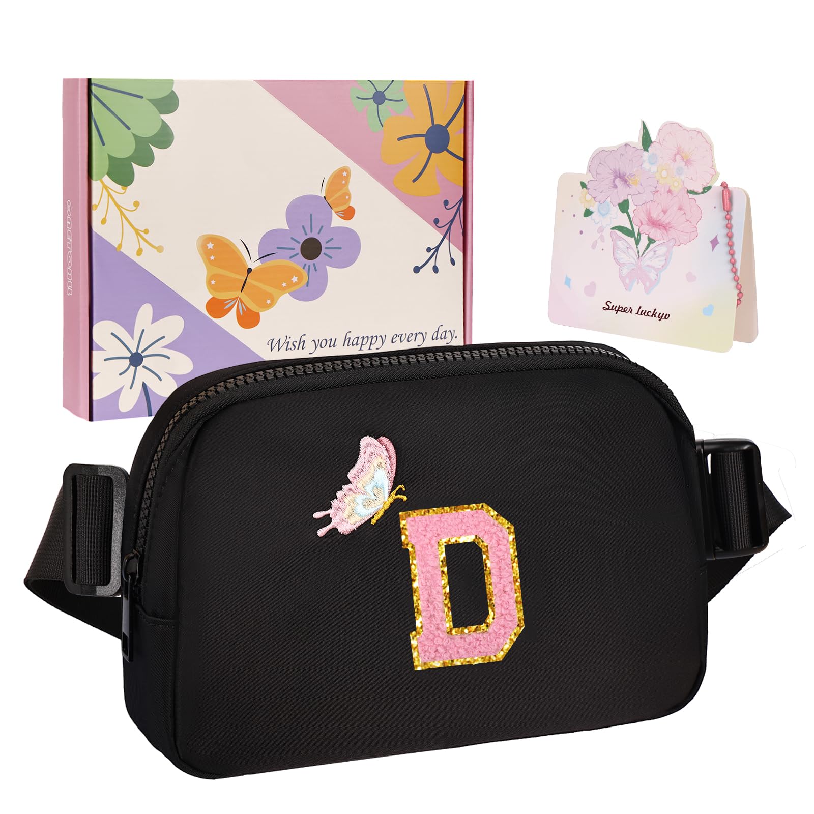 Marsupio Piccole Dimensioni In Nylon Impermeabile Con Iniziale Personalizzata B, Lavanda, Per Ragazze E Donne - 4