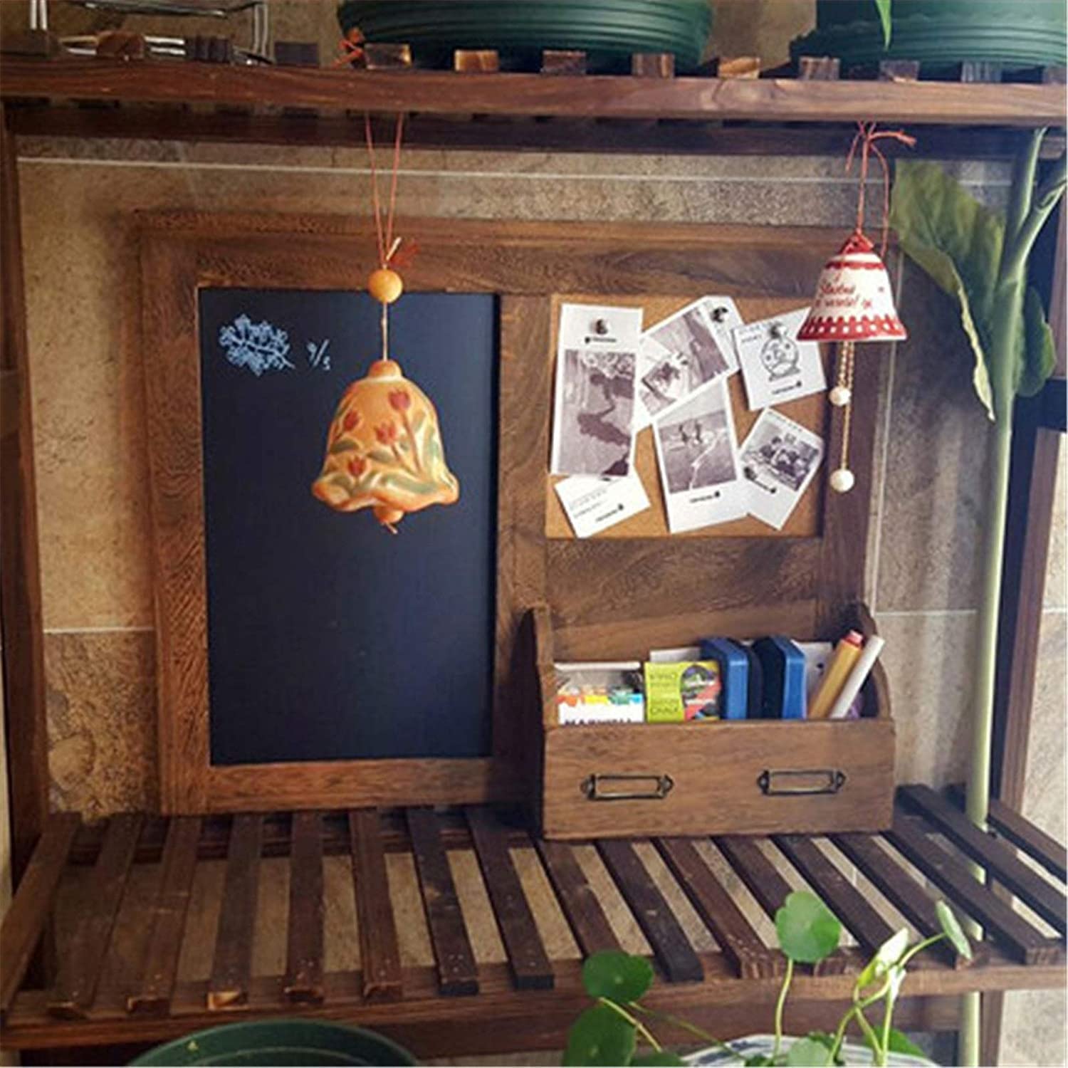 Pizarras decorativas Retro marco de madera pizarra colgante creativo colgante negro con caja de almacenamiento Retro Home Shop Decoration Chalk Tablero de escritura for Pub o Café Menú de la par