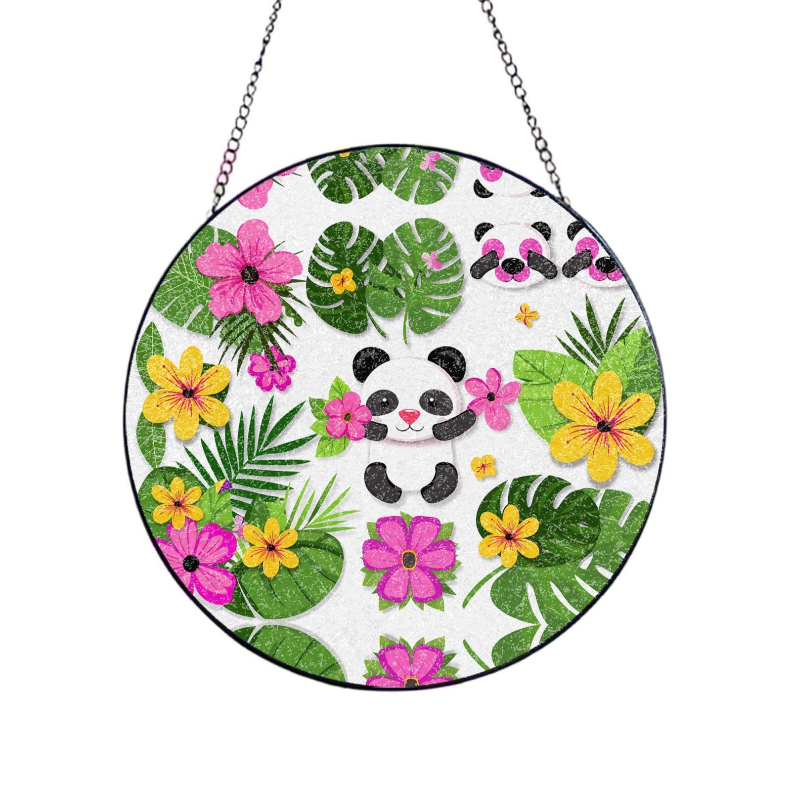 Poezjzw Stained Glass Window Hanging - Cartoon Panda Cub Sun Catcher For Door Garden Home Decor Christmas Mother'S Day Birthday Gifts 6in（15cm）