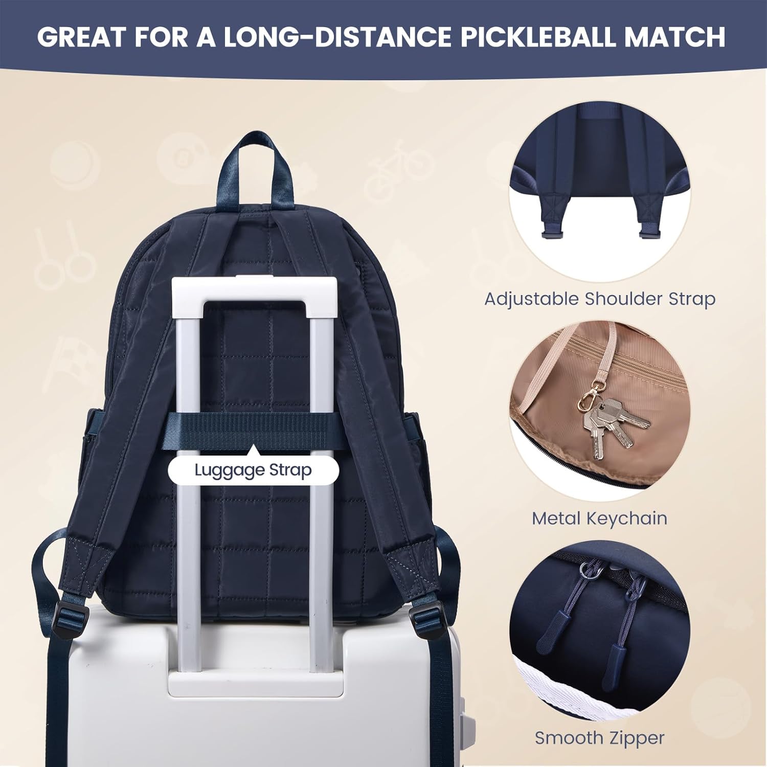 Sucipi Tennis Bags for Women, Quilted Tennis Racket Bag Backpack for Tennis Racquet, Pickleball Paddles, Badminton