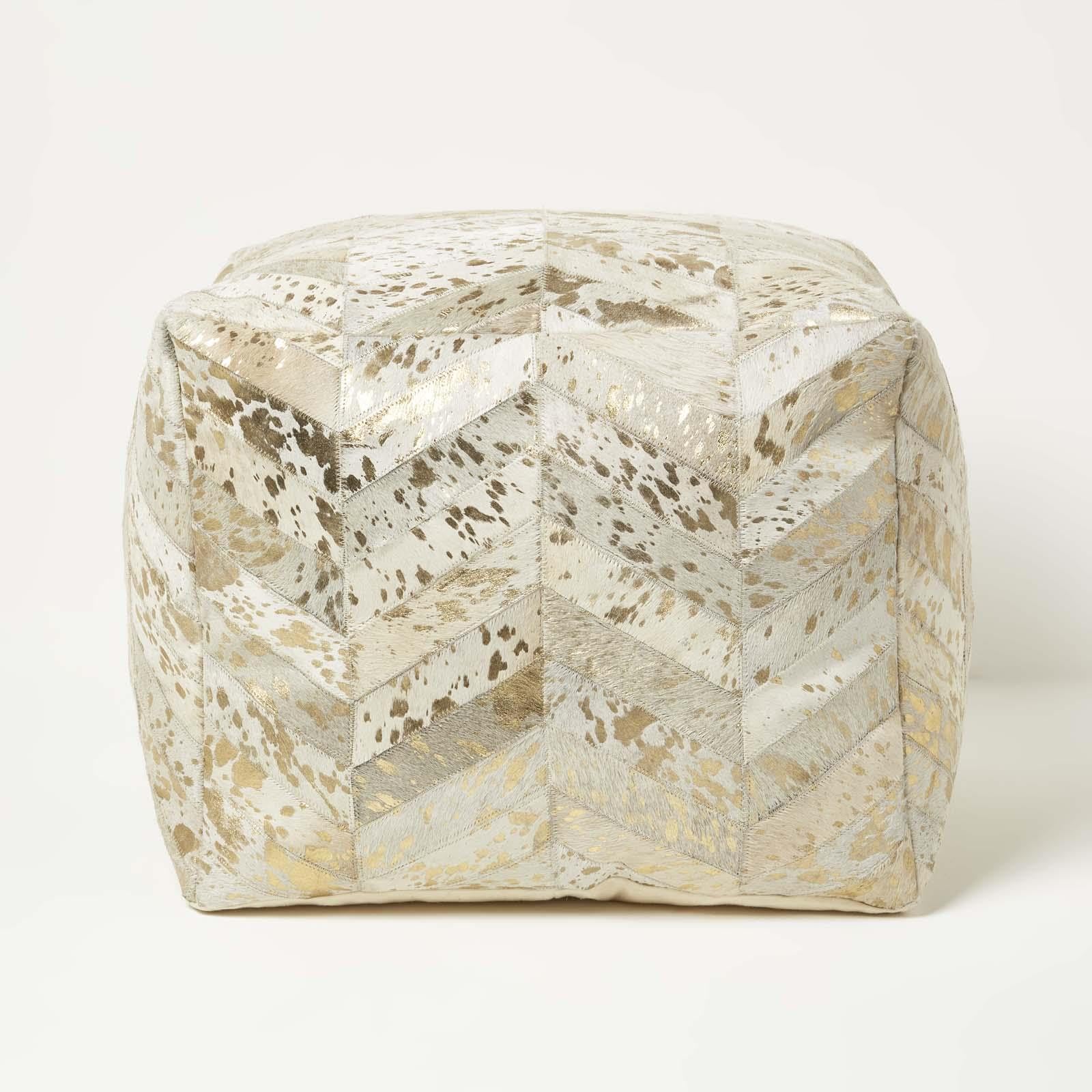 Pouf carré en cuir antitache et déformation grand confort salon