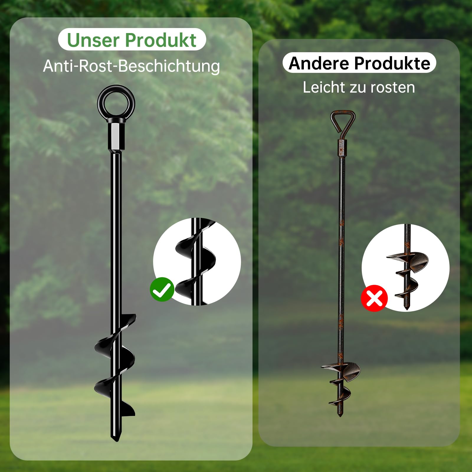 Bodenanker zum Eindrehen, Erdanker aus Stahl 45,9 cm – Robuste Bodenanker für Trampolin, Zelt, Schaukel & Markise, Wind- und rostbeständig, ideal für Garten & Camping