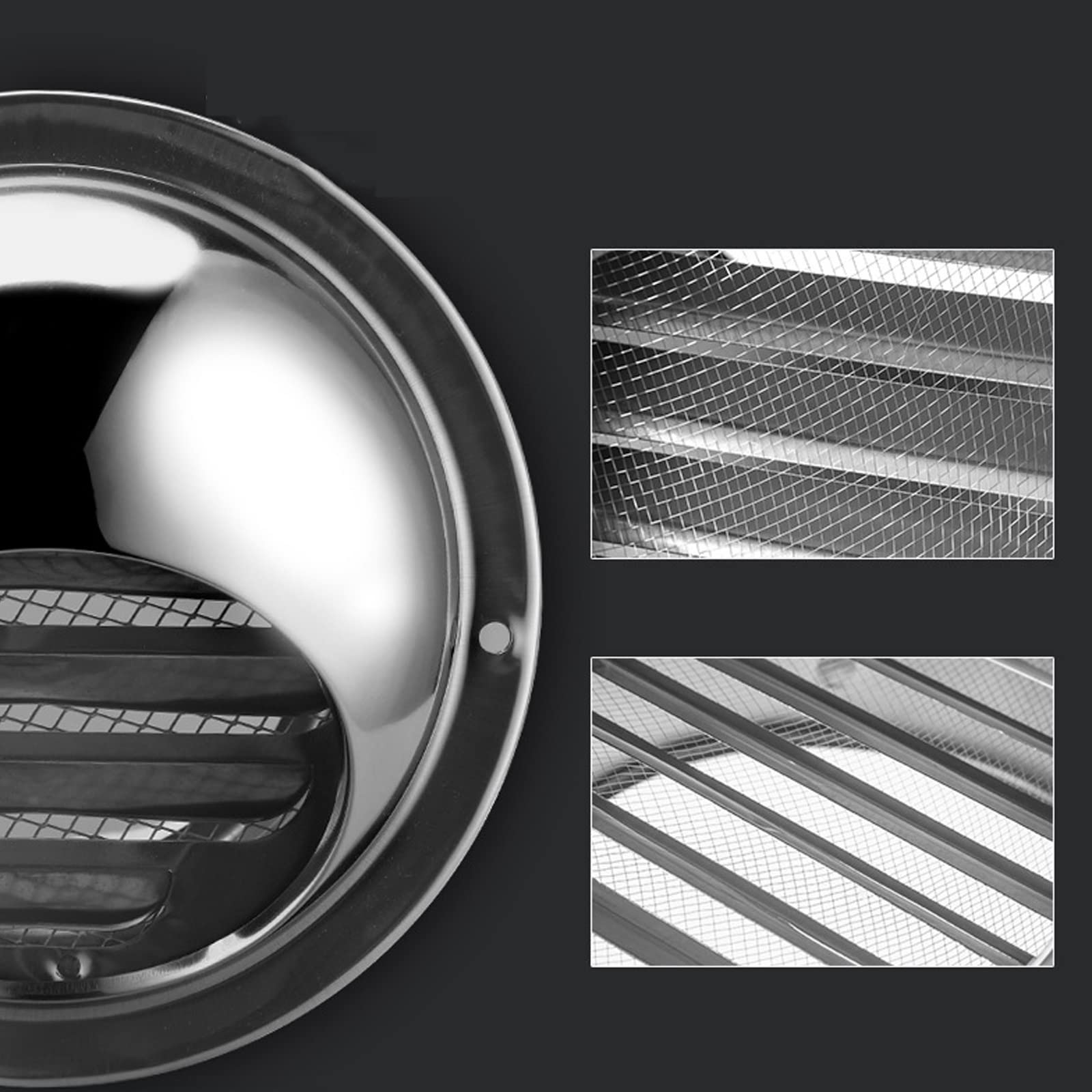 Conduit Aérateur D'Air Grille De Ventilation En Acier Inoxydable, Grille D'aération Circulaire Avec Maille De Protection, Pour Bureau Cuisine Salle De Bain Grille D'Aération Murale ( Size : 180mm/7.1i