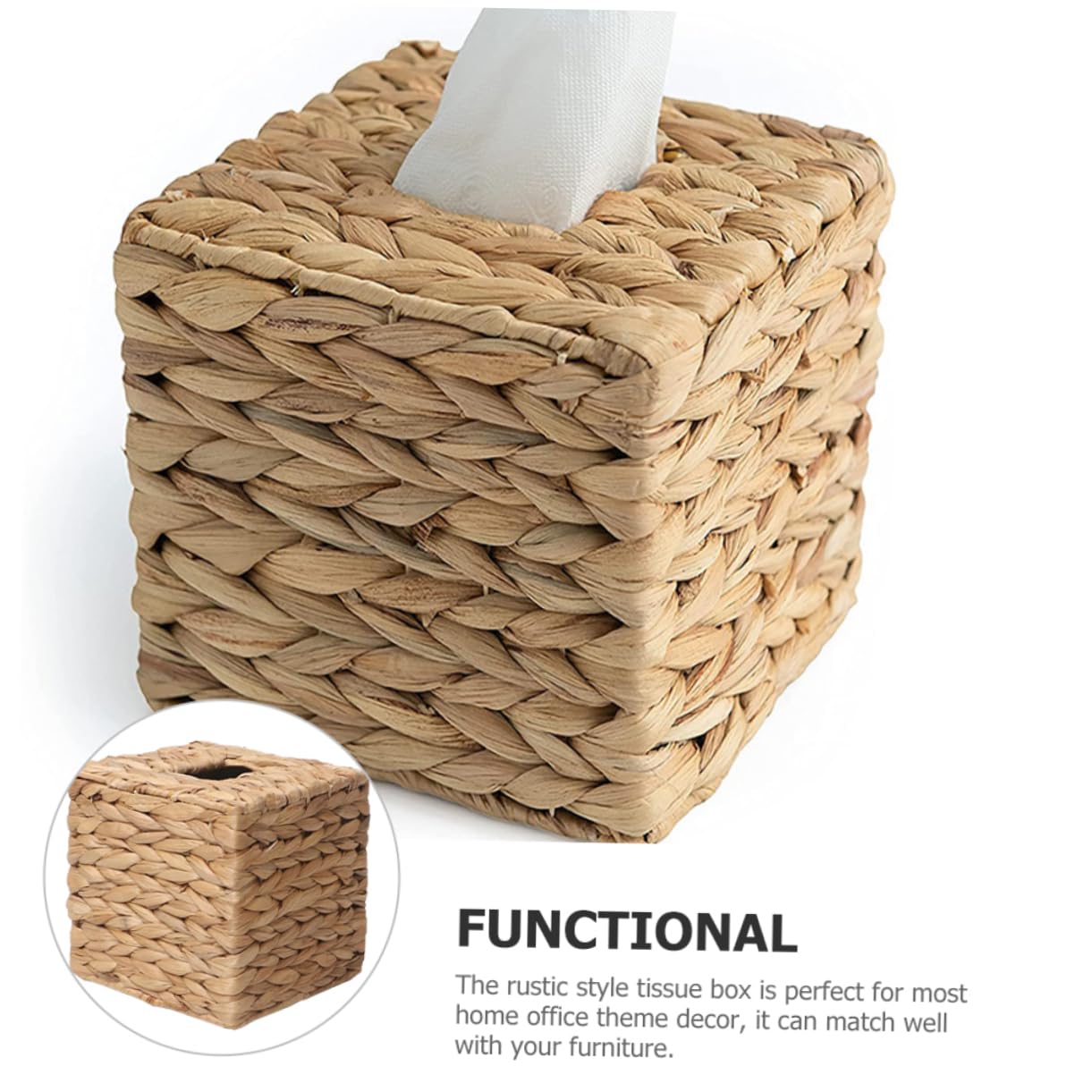 Yardenfun Scatola Porta Fazzoletti Rettangolare in Naturale Grande Capacità, Salvaspazio e Rustica, per Home Office e Casa