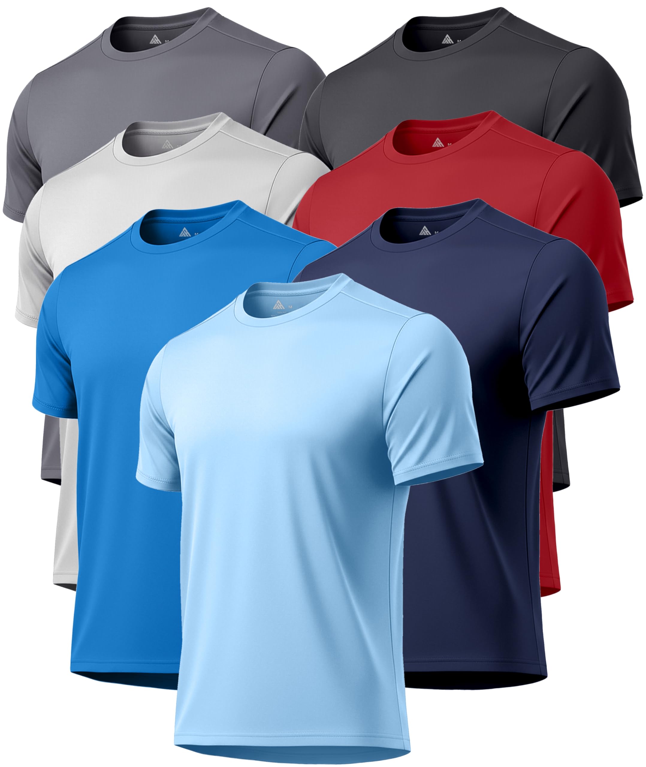 7 Pack T-Shirts for Men UPF 50+ Athletic Workout Tee Shirt Sun Protection Fast Dry Moisture Wicking Rashguard Swim Shirt-image-3