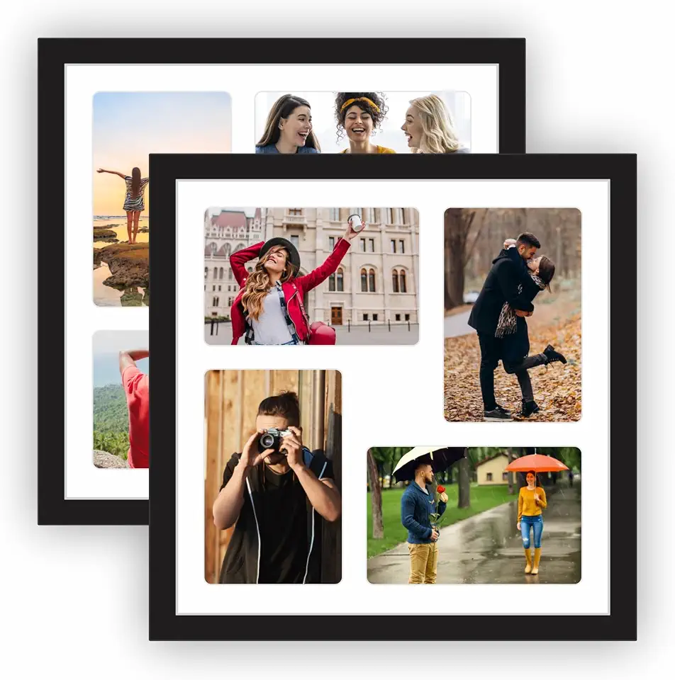 Porta retrato para 4 fotos 10x15cm de parede kit com 2 quadros