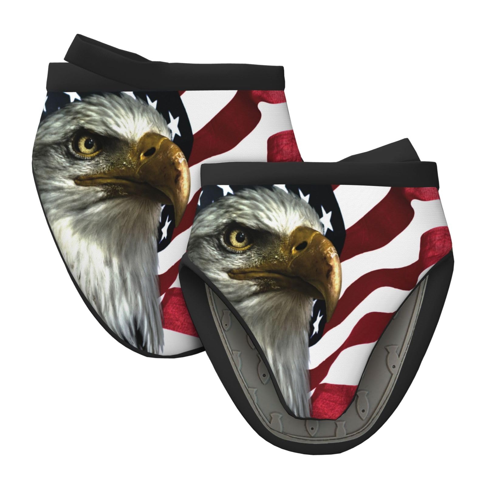Silicone Oven Mitts, Heat and Slip Resistant Kitchen Mittens 2-Pack Set, East Eagle On The U.S. Flag Short Soft Oven Gloves