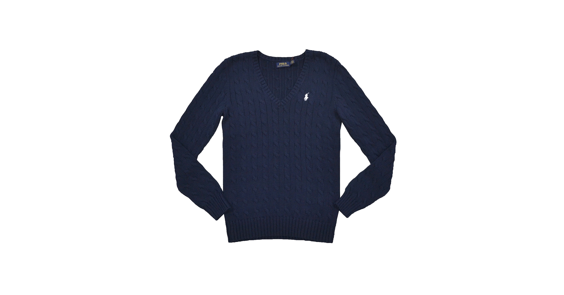 Polo Ralph Lauren Womens 100% Cotton Cable Knit V-Neck