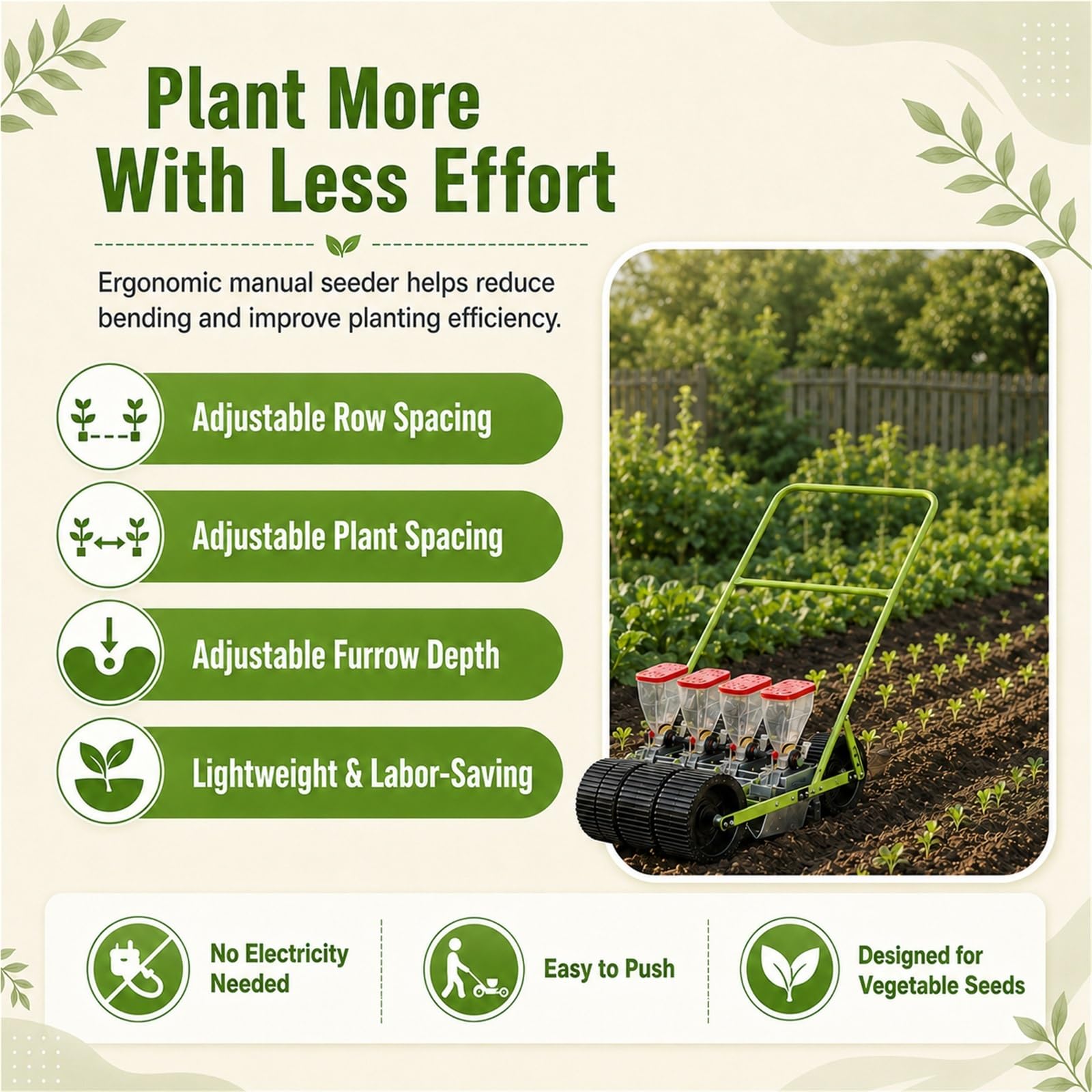 Sembradora de maíz y Soja, sembradora Manual | Sembradora de jardín manual portátil for plantación de precisión en terrazas y laderas.(2line)