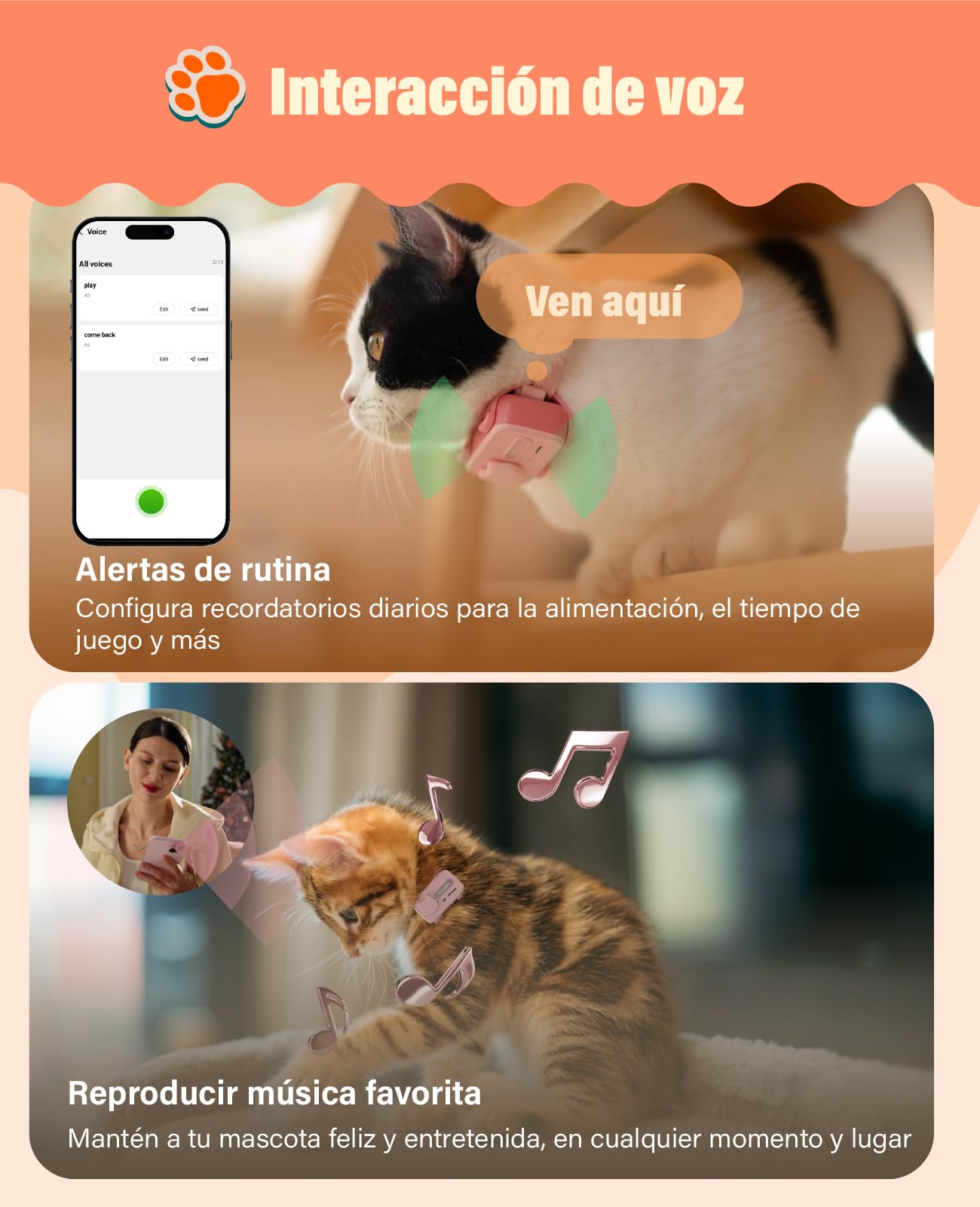 GlocalMe PetPhone, Rastreador GPS para Perro y Gato, Llamada bidireccional, posicionamiento Global, Seguimiento en Vivo, historial de Posiciones, Mini rastreador GPS con abono de 30 días