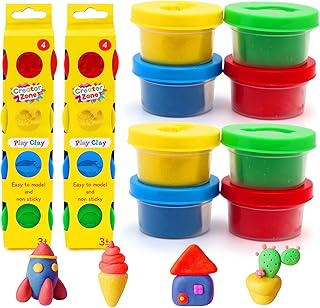 Creator Zone 8pcs Play Clay Set - Colour Dough Modelling Kit, Easy to Ca...