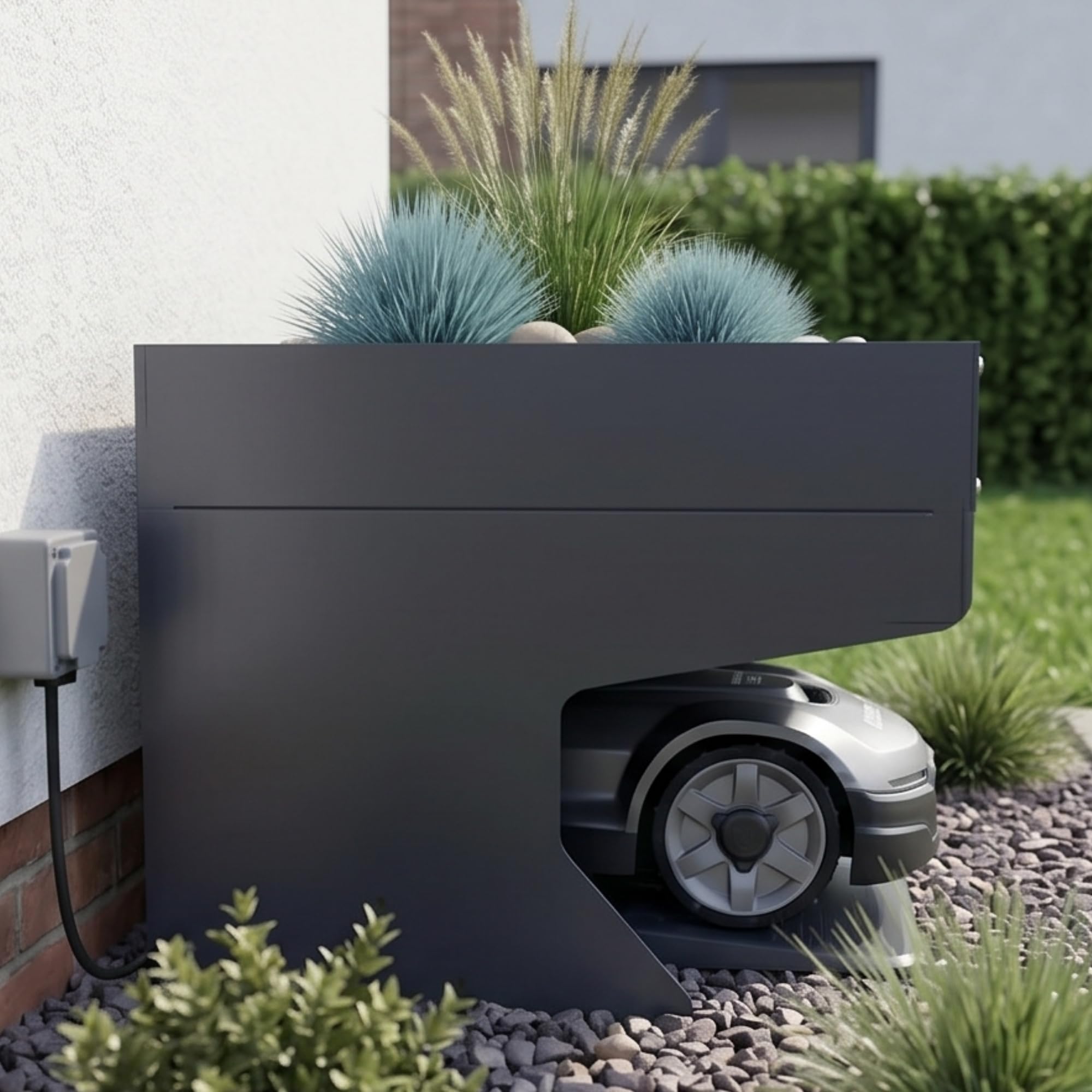 Mähroboter-Garage mit Pflanzdach Anthrazit 60 x 70 x 37 cm (L x B x H) Anthrazit