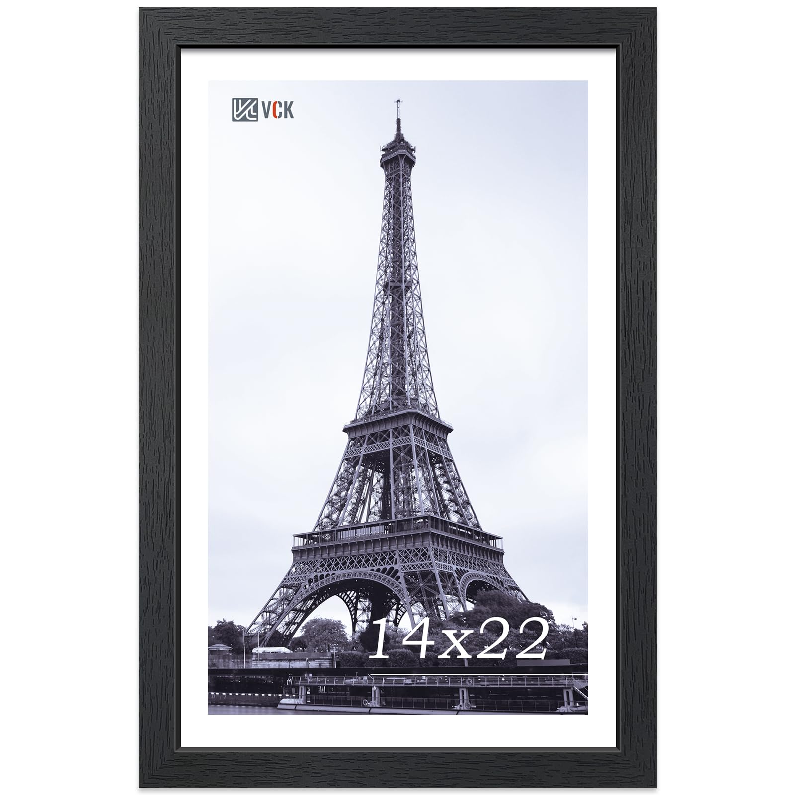 VCK 14x22 Picture Frame, Black Wood Poster Frame for Wall Display, 1 Pack