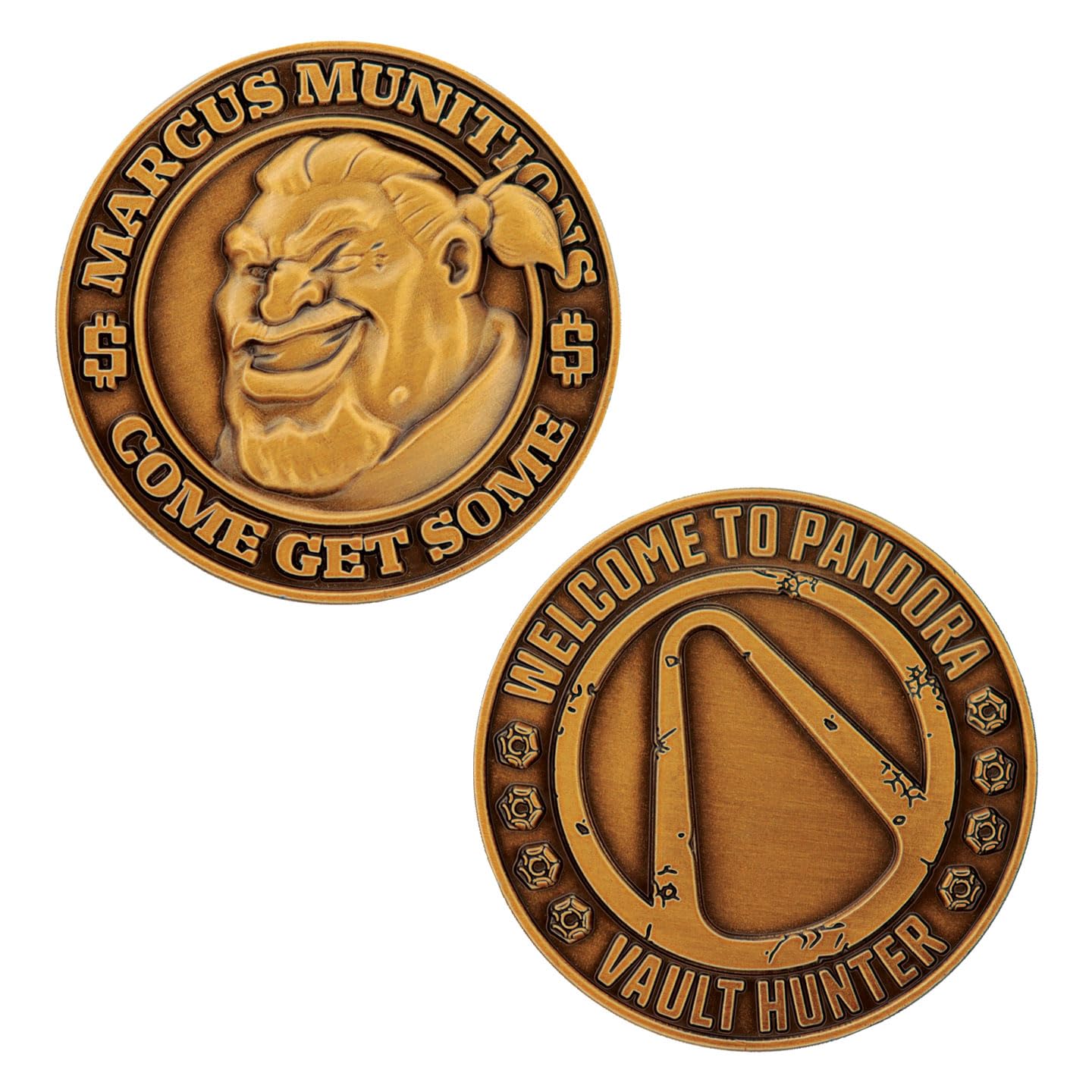 Fanattik Antique Gold Coloured Borderlands Marcus Munitions Limited Edition Coin (5000 Worldwide) – Officially Licesned Collectible – Antique Gold 38Mm, Individually Numbered