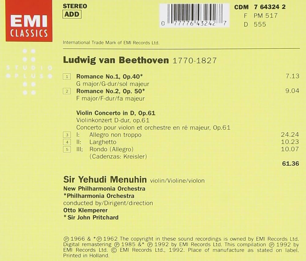 Amazon.com: Beethoven: Violin Concerto / Romances Nos. 1 & 2
