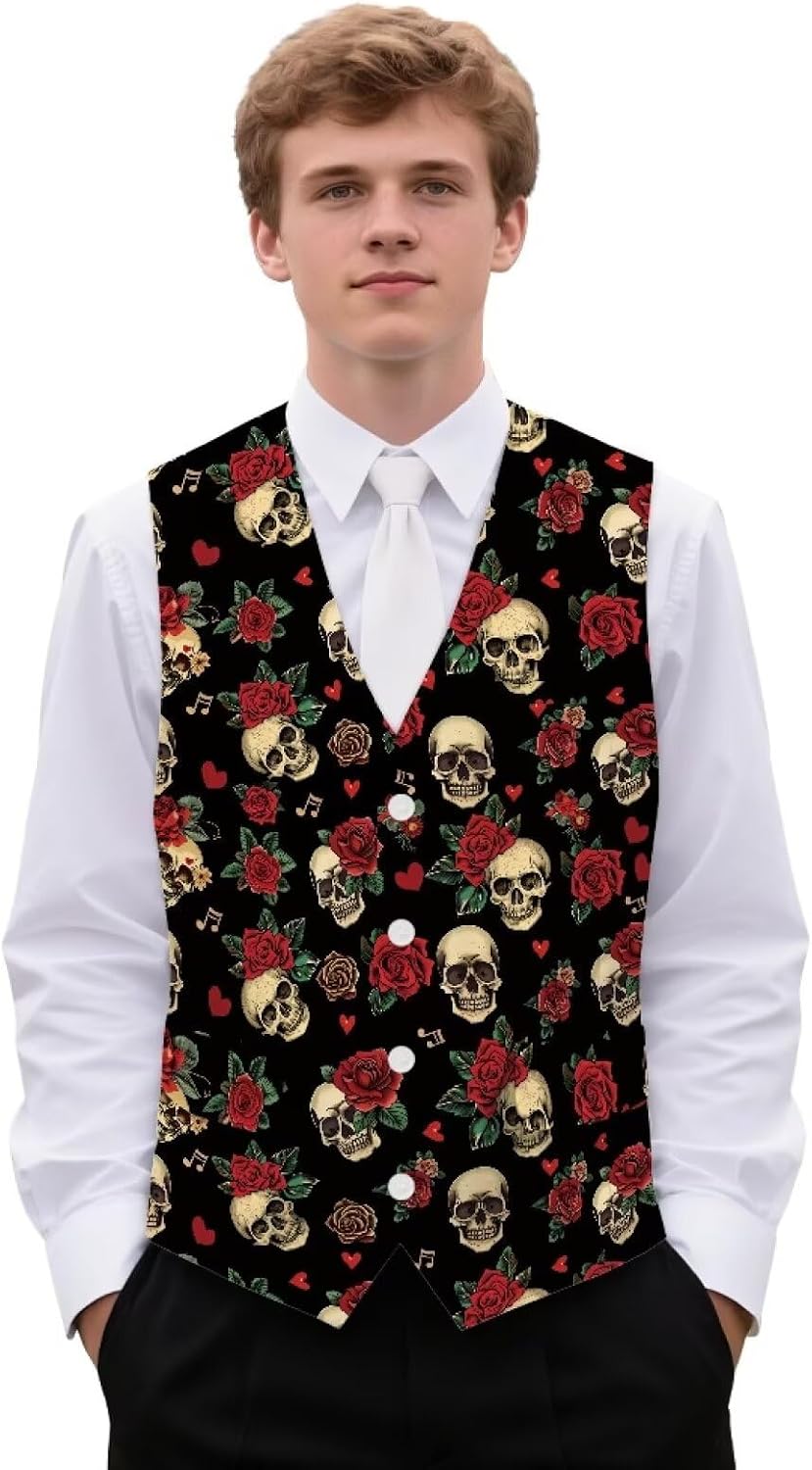 Mens Lightweight Suit Vest Sleeveless V Neck 4 Buttons Vests Formal Waistcoat Tuxedo with 3 Pockets