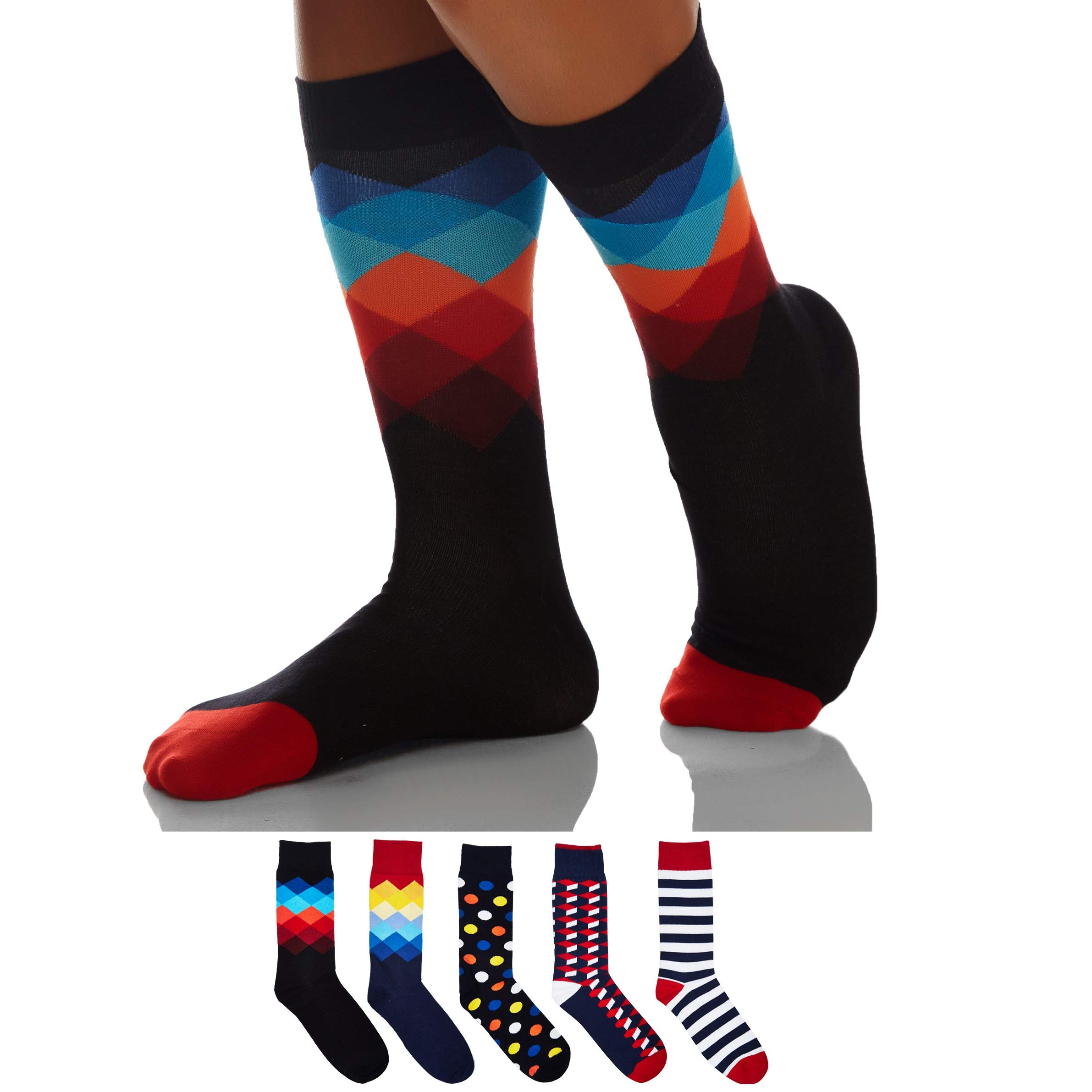 SockyfySocks for Men - Colorful and Fun Patterned Premium Dress Socks in Gift Box, Free Size Set of 5 in Gift Box|Ramadan Gifts|Eid Gifts|Gifts for Him|Gifts for Her
