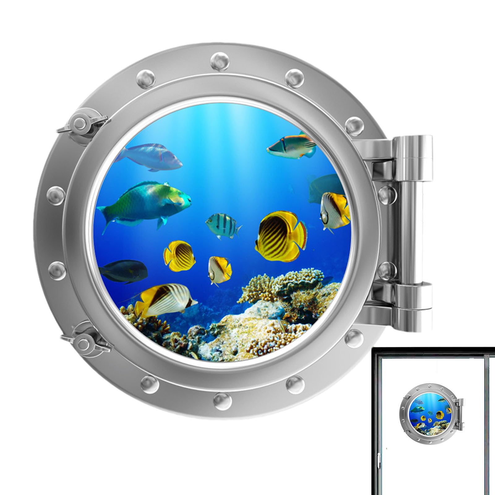 Moreeulsi Porthole Turtle Decals - Porthole Sea Turtle Window Sticker,Glow Porthole Sea Turtle Window Sticker Sea Animal Wall Window Decor for Window, Washing Machine