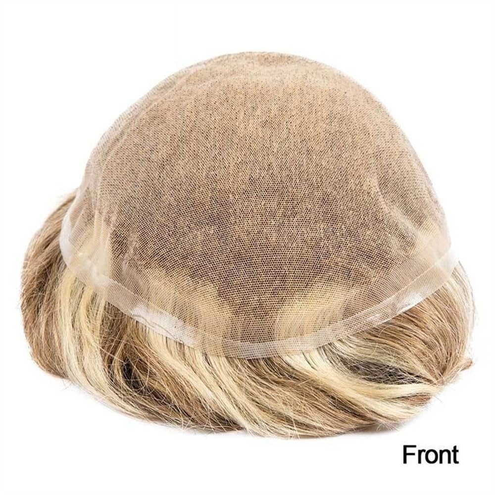 Tupecik męski Peruka męska French Lace Hair System dla mężczyzn Blond włosy Pełna koronka peruka męskie Trwała proteza kapilarna w magazynie Treski