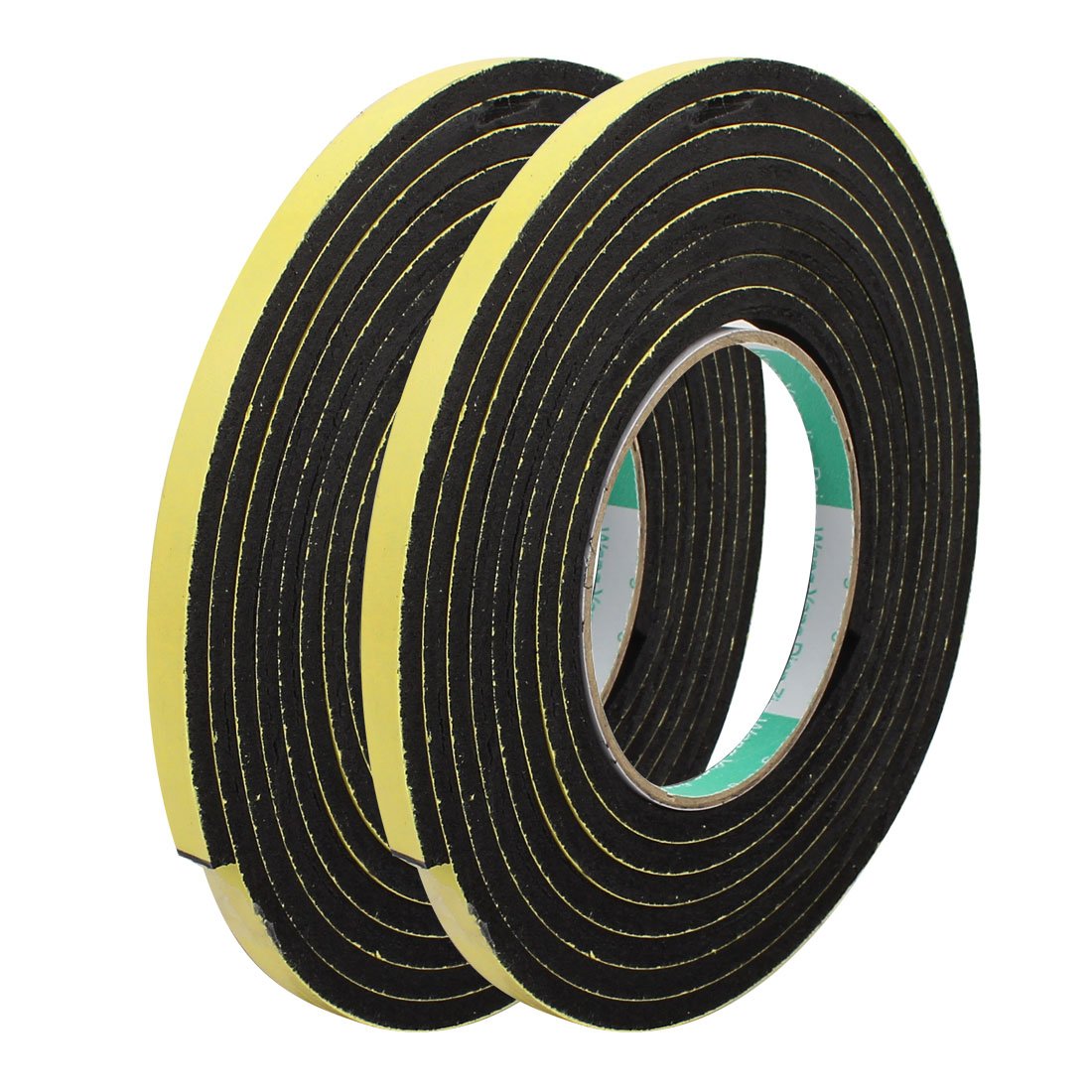 Aexit 2pcs 3Meter Tools & Hardware 8mm x 5mm Single-Side Adhesive Shockproof Sponge Foam Tape Electrical Tape Yellow Black