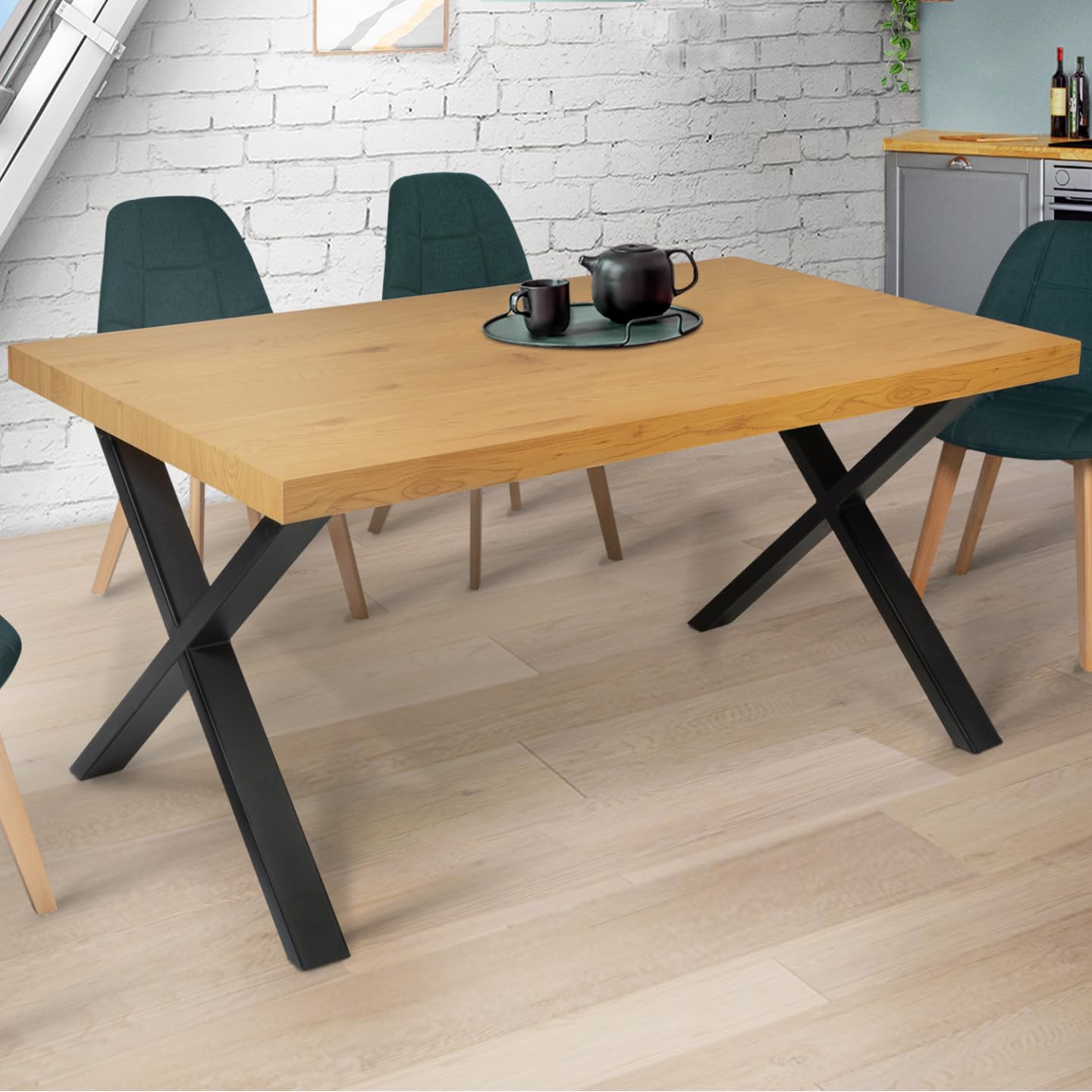 IDMarket - Lot de 2 Pieds de Table Forme X 72x73 cm Noir Design Industriel
