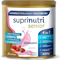 SUPLEMENTO SUPRINUTRI SENIOR MORANGO COM COMBINAÇÃO DE PROTEÍNAS, FIBRAS, VITAMINAS E MINERAIS 400G