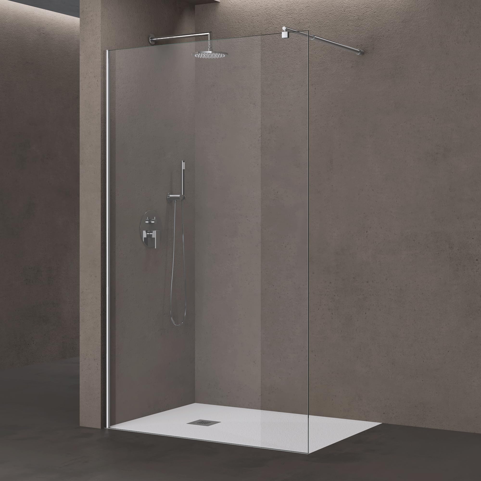 doporro Paroi de Douche à L'italienne Transparent 90cm Pare-Douche Verre de Sécurité 8mm Bremen01K 90x200cm Profilé Chromé avec Stabilisateur en Acier Inoxydable