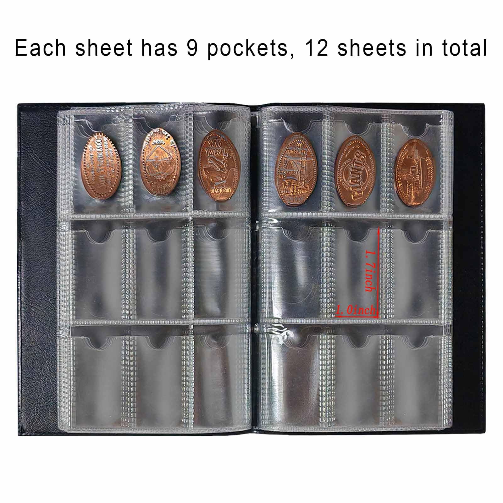 108 Taschen Gepresstes Penny Sammelalbum Buch, Portable Smashed Pressed Penny Album Buch Halter für Sammler, geeignet für Arbeit oder Reisen