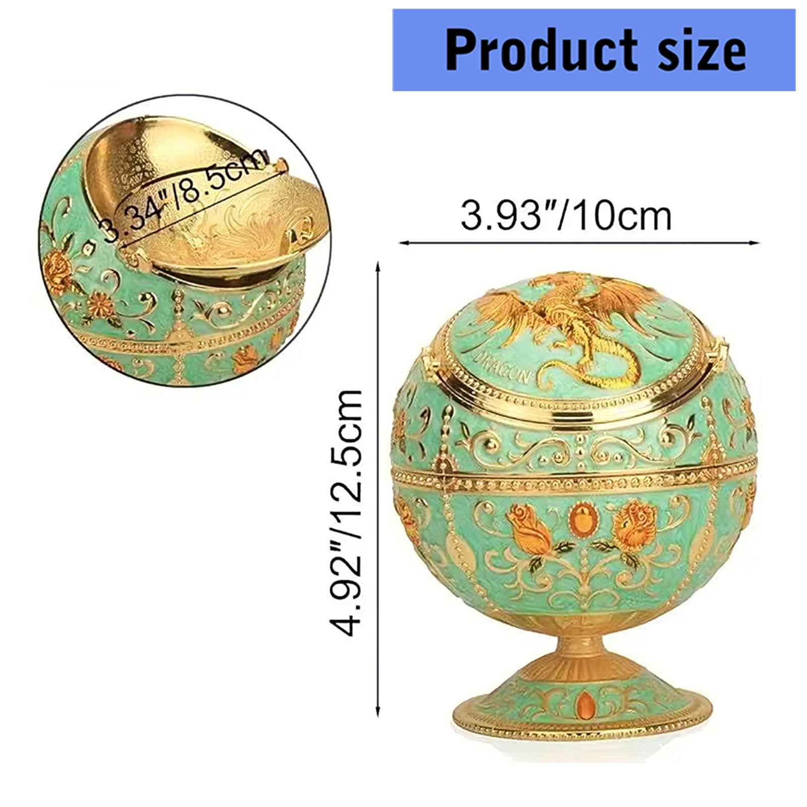 Cenicero de bola de metal con diseño antidispersión, decorativo para uso en interiores, esencial para el hogar, cenicero de metal multiusos
