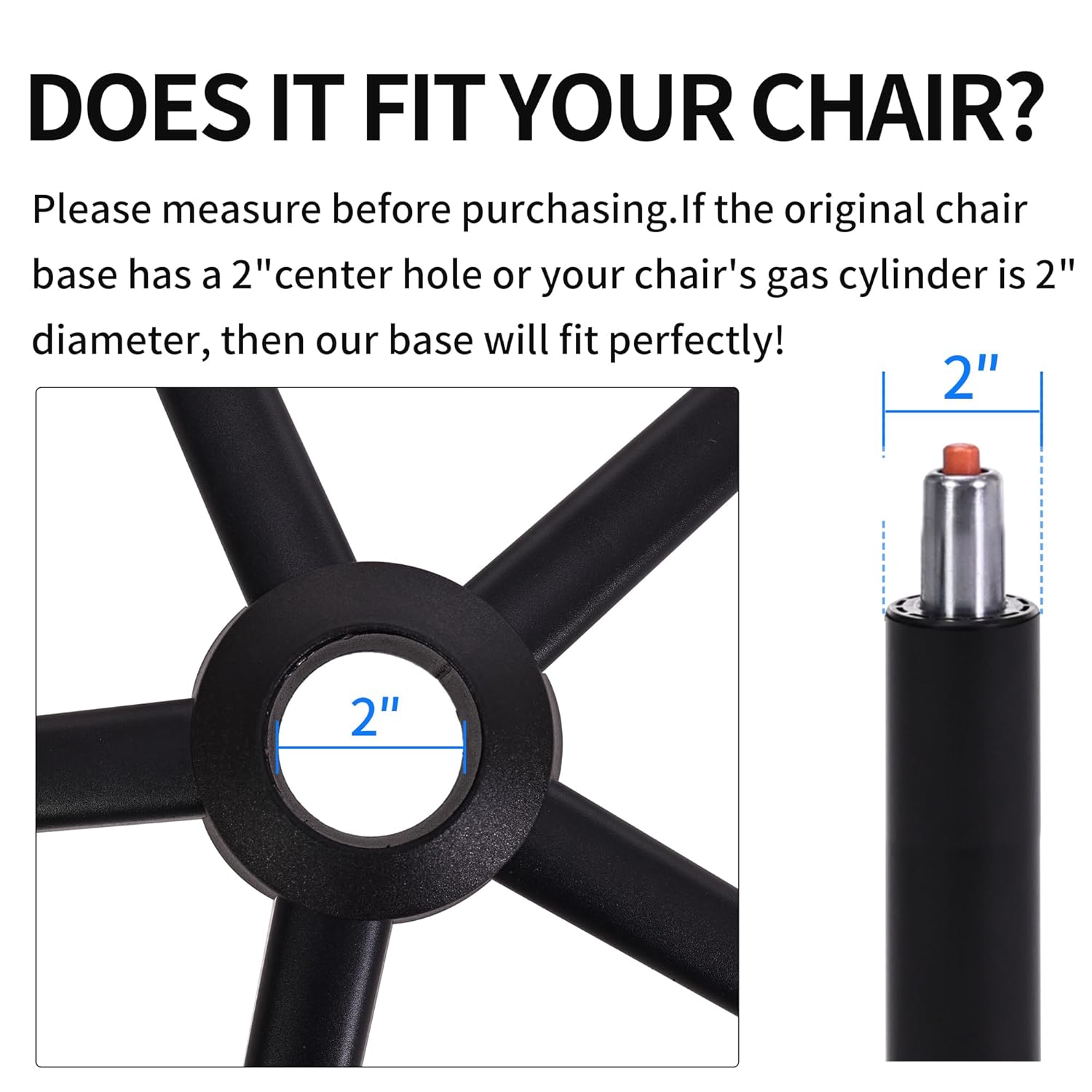 Frassie Office Gaming Chair Metal Base Replacement with 5 Wheels Bell Glides Replacement, 28 Inch Heavy Duty 2500 Lbs Universal Computer Chair Stool Base Part (Black)