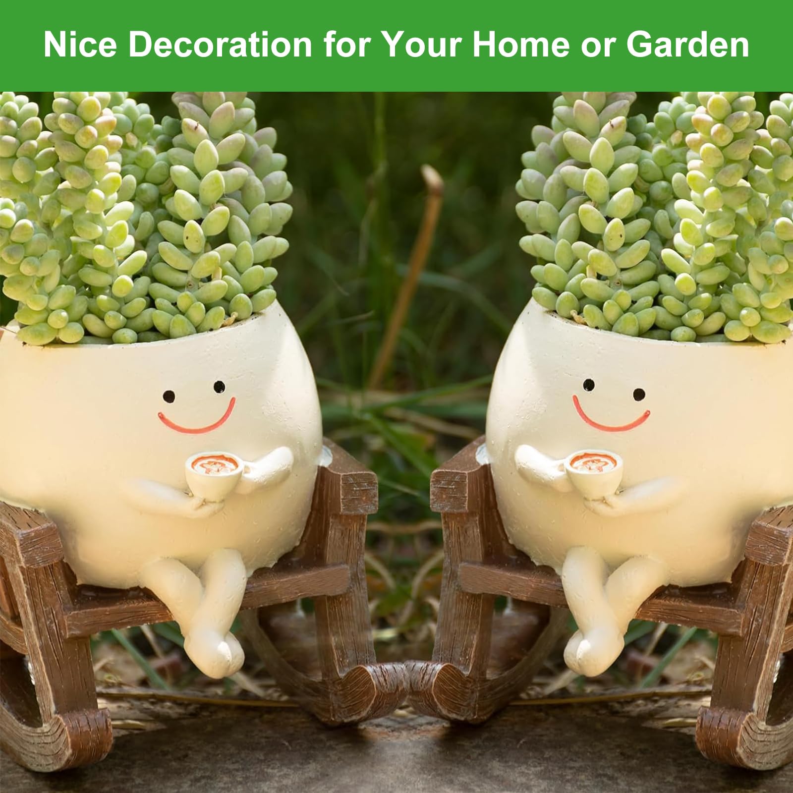 Pot de fleurs avec visage souriant, pots suspendus avec visage de balançoire, amusant pour plantes succulentes