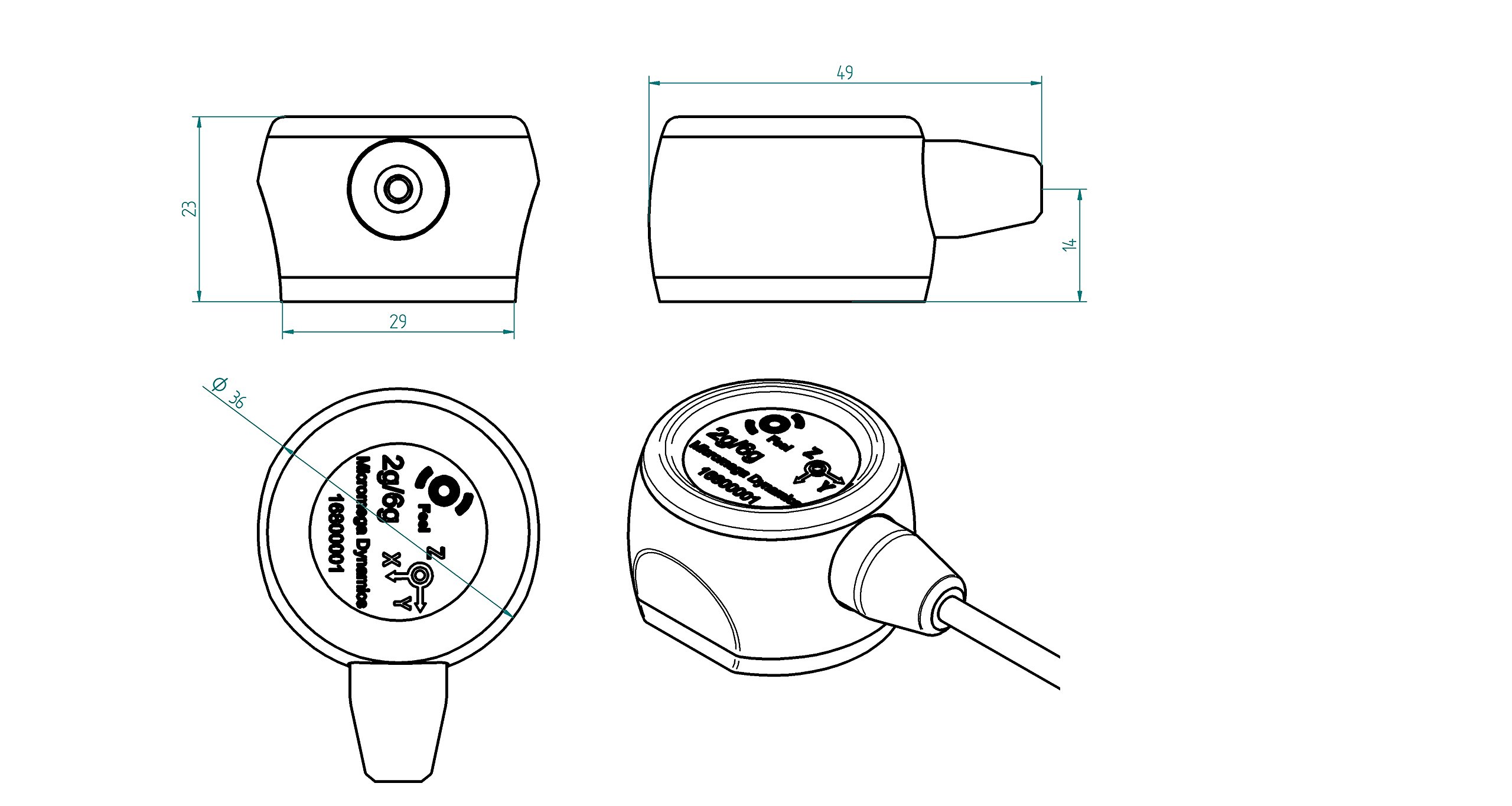 Capteur de vibration temps-réel Recovib Feel 2G/6G, 3 axes choc & vibration Smart Probe