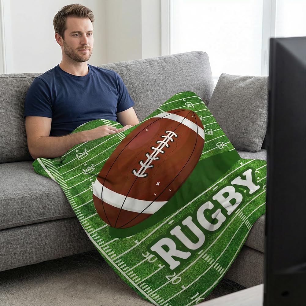Couverture Rugby Personnalisée Homme Cadeau Entraîneur Football Anniversaire