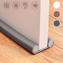Draft Door Stopper 37 Inches,Twin Door Draft Stopper,Energy Saving Under Door Draft Stopper Door Weather Stripping Noise Blocker Window Breeze Blocker Adjustable Door Sweeps,Thicker Door Draft,Brown
