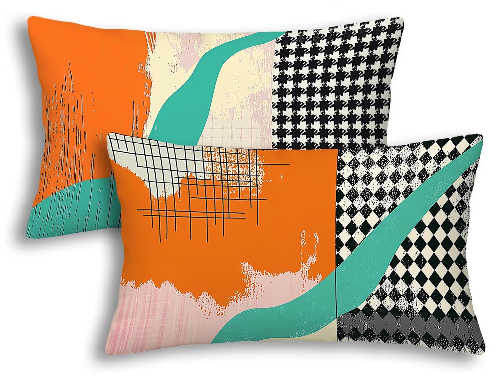 Housse de coussin extérieur imperméable contre la pluie lot de 2 taies lin 50x80 rectangulaire