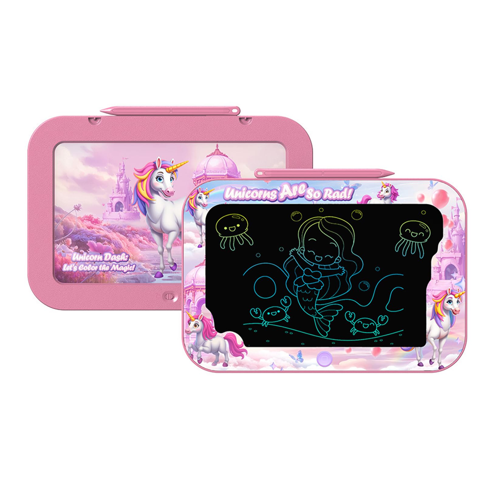 LCD Drawing Tablet for Kids, 12in Writing Tablet with Unicorn Panel, One-Click Erase & Eye Protection Doodle Pad with Stylus, Portable Travel Toys for Girls Ages 3-8