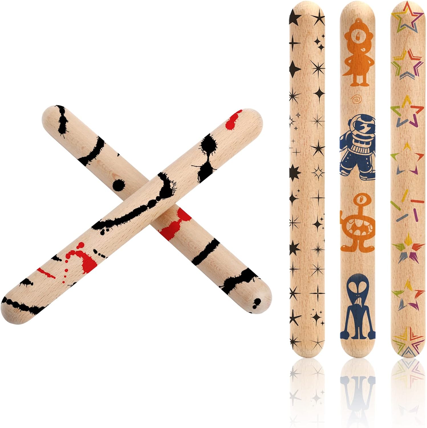 ZEAYEA 24 Pack Rhythm Sticks with 3 Carry Bag, 8 Inch Wood Claves Musical Percussion Instrument, Hardwood Musical Sticks for Music Parties