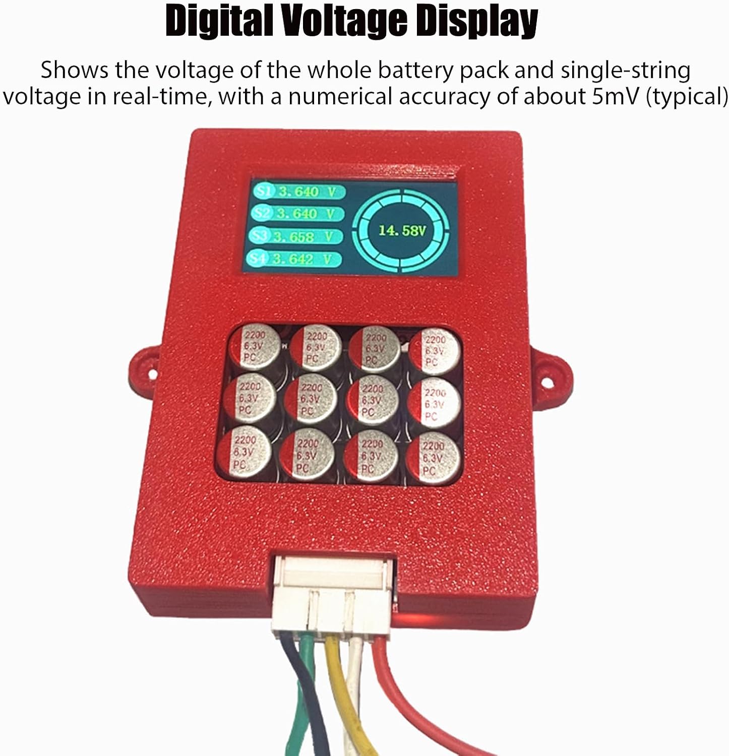 5A 4S LiFePo4 & NCM Active Battery Balancer, 12V, 0-5.5A Adaptive, Digital Voltage Display (DS0855), Red, Type A/B Plug