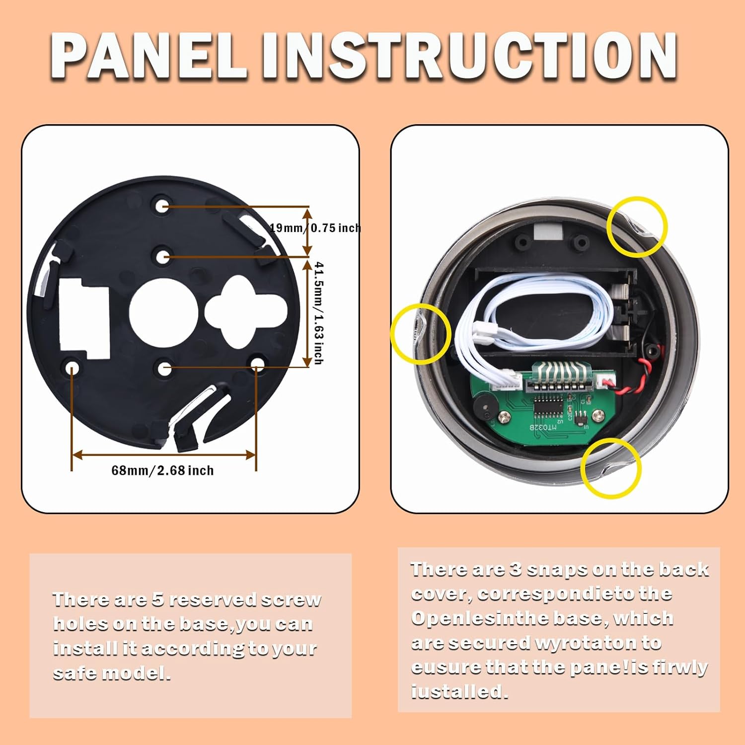 Gun Safe Electronic Lock Replacement, Digital Keypad with Solenoid Lock Mechanism, Chrome Finish, Circuit Board, Reset Cable for Safe Box Rifle Safe