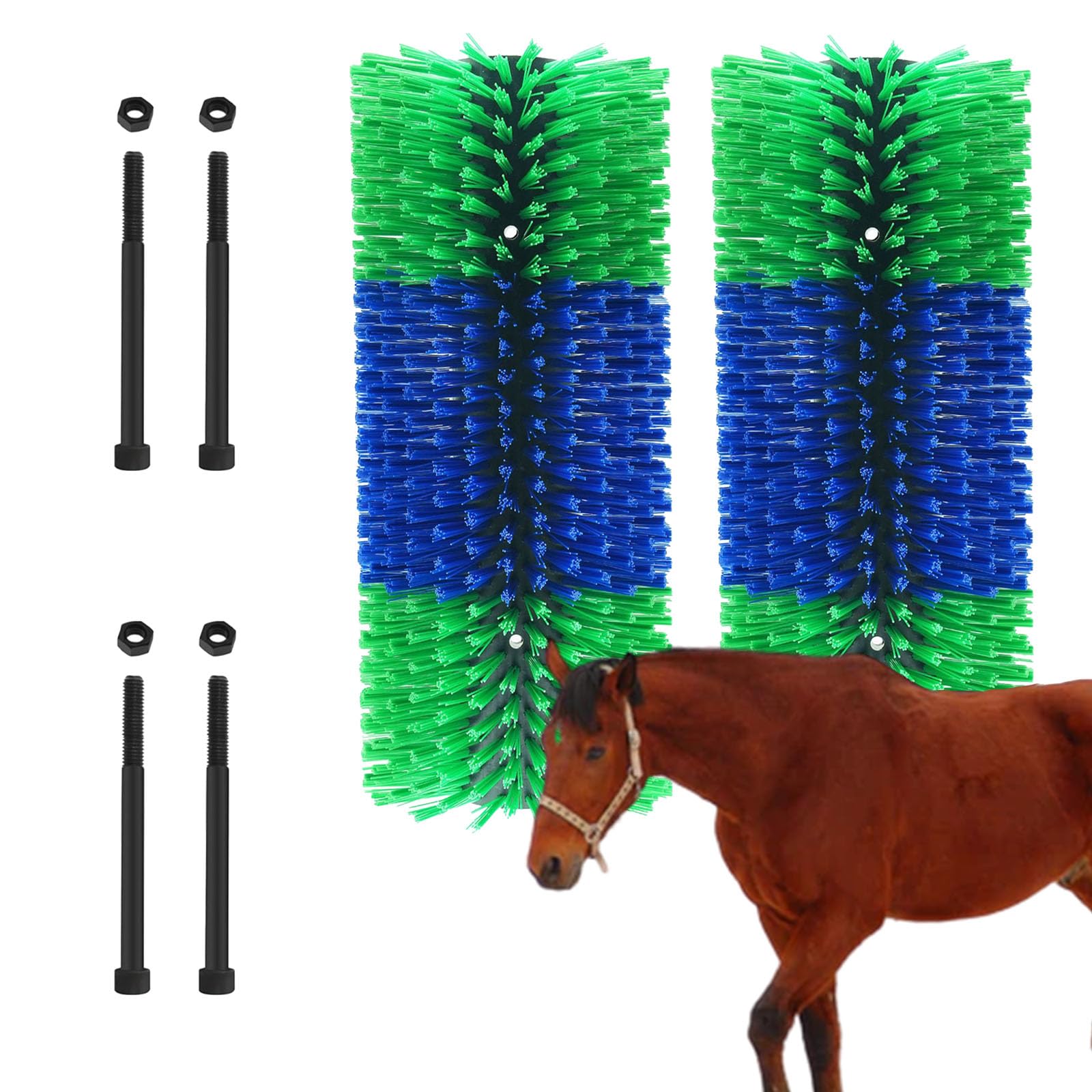 Cepillo rascador para ganado Rascador for cabras, cepillos for caballos que mudan el pelaje(Green+Blue)